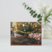 Weihnachtskatze Feiertagspostkarte (Stehend Vorderseite)