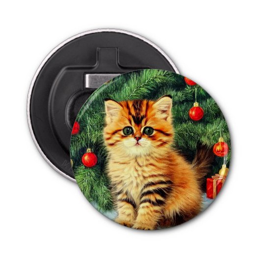 Weihnachtskatze Flaschenöffner (Vorderseite)