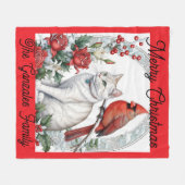 Weihnachtskatze Fleece-Decke Fleecedecke (Vorderseite (Horizontal))