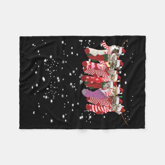 Weihnachtskatze Fleecedecke (Vorderseite (Horizontal))