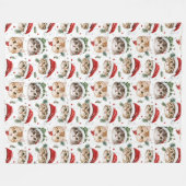 Weihnachtskatze Fleecedecke (Vorderseite (Horizontal))