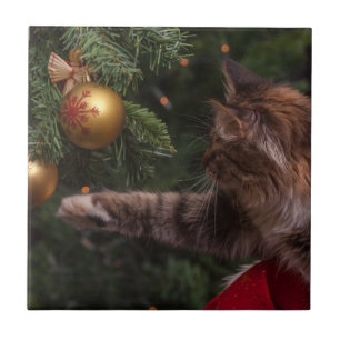 Weihnachtskatze Fliese