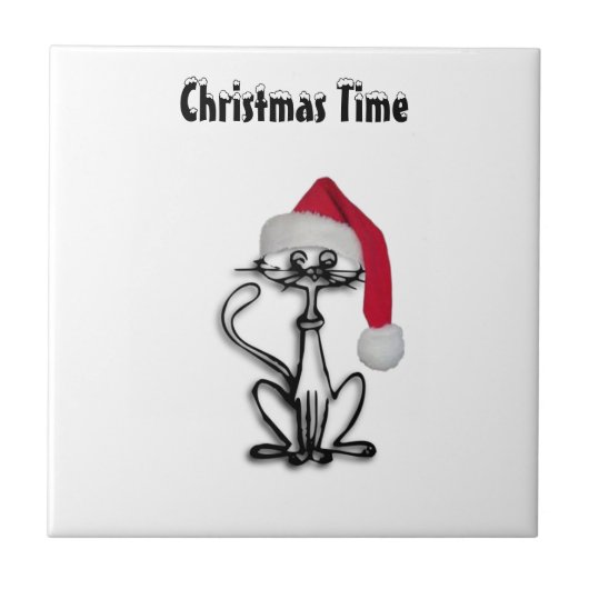 Weihnachtskatze Fliese (Vorderseite)