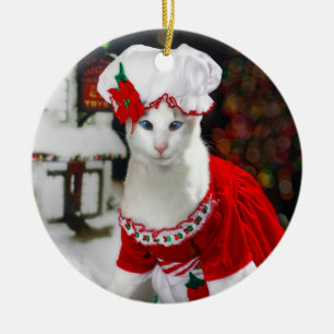 Weihnachtskatze - Frau Claws Christmas Cat Keramik Ornament