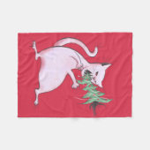 Weihnachtskatze Funny Evil Kitty Weihnachtsbaum Fleecedecke (Vorderseite (Horizontal))