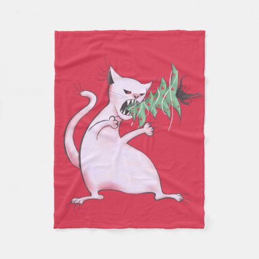 Weihnachtskatze Funny Evil Kitty Weihnachtsbaum Fleecedecke (Vorderseite)