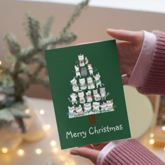 Weihnachtskatze Funny Tree Einladung