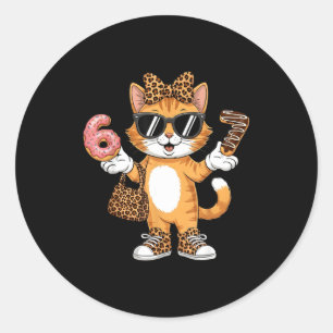 Weihnachtskatze für Frauen 6 7 T-Shirt Meme Leopar Runder Aufkleber