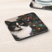 Weihnachtskatze Getränkeuntersetzer (Linke Seite)