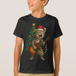 Weihnachtskatze Gitarrenrock und Roll Star Ca T-Shirt