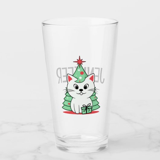 Weihnachtskatze Glas (Vorderseite)