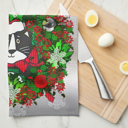 Weihnachtskatze Handtuch (Viertel Falte)