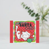 Weihnachtskatze Hier kommt Santa Claws Niedlich Fu Postkarte (Stehend Vorderseite)
