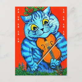 Weihnachtskatze Holly & Violin Fal-La-La-La-La-La Postkarte