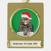 Weihnachtskatze Humbug Foto Banner Metal Ornament (Vorderseite)