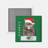 Weihnachtskatze Humbug Foto mit Weihnachtsmannmütz Magnet (Vorderseite/Rückseite)