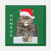 Weihnachtskatze Humbug Foto mit Weihnachtsmannmütz Magnet (Vorne)