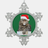 Weihnachtskatze Humbug Pewter Snowflake Ornament (Vorderseite)