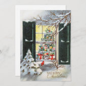 Weihnachtskatze im Fenster Feiertagskarte (Vorne/Hinten)