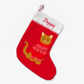 Weihnachtskatze im festlichen Red Jumper Kleiner Weihnachtsstrumpf (Vorderansicht (hängend))
