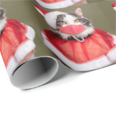 Weihnachtskatze im Gesicht Maske Geschenkpapier (Rolleneckpunkt)