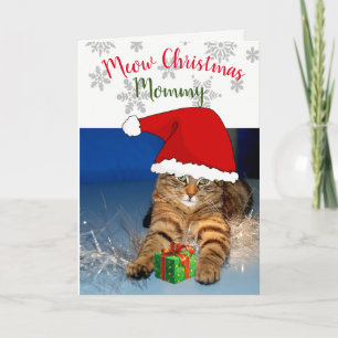 Weihnachtskatze im Innern Grußkarte /Meow Weihnach Feiertagskarte