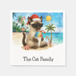 Weihnachtskatze im Juli Beach thematische Weihnach Serviette