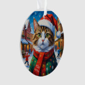 Weihnachtskatze im Nikolaushut Ornament (Vorderseite)