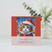 Weihnachtskatze im Nikolaushut Save The Date (Stehend Vorderseite)