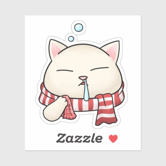 Weihnachtskatze im Schal mit laufender Nase Aufkleber (Blatt)