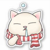 Weihnachtskatze im Schal mit laufender Nase Aufkleber (Vorderseite)