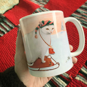 Weihnachtskatze im Schnee Kaffeetasse