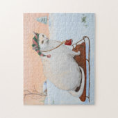 Weihnachtskatze im Schnee Puzzle (Vertikal)