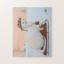Weihnachtskatze im Schnee Puzzle