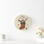 Weihnachtskatze im Strumpf Runde Wanduhr (Zuhause)