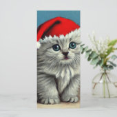 Weihnachtskatze im Weihnachtsmannmütze (Stehend Vorderseite)