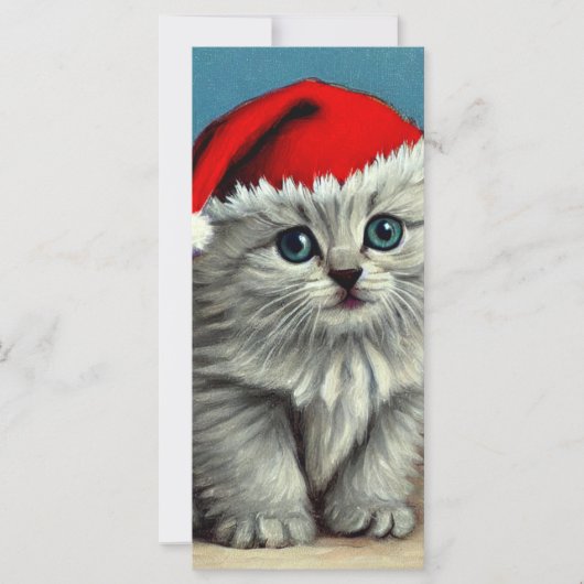 Weihnachtskatze im Weihnachtsmannmütze (Vorderseite)