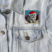 Weihnachtskatze im Weihnachtsmannmütze Button (Beispiel)