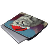 Weihnachtskatze im Weihnachtsmannmütze Laptopschutzhülle (Vorne Knopf)