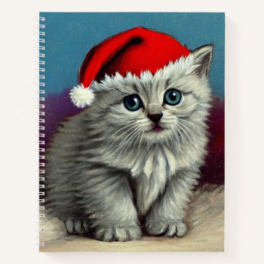 Weihnachtskatze im Weihnachtsmannmütze Notizblock (Vorderseite)