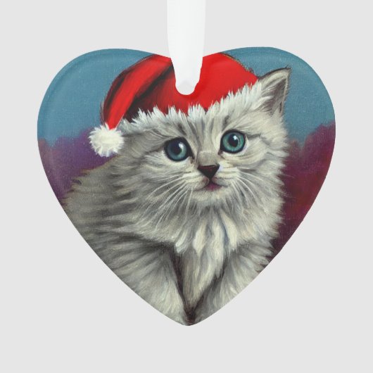 Weihnachtskatze im Weihnachtsmannmütze Ornament (Vorderseite)