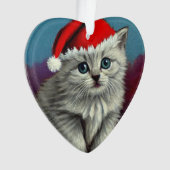 Weihnachtskatze im Weihnachtsmannmütze Ornament (Vorderseite)