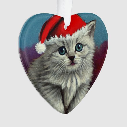 Weihnachtskatze im Weihnachtsmannmütze Ornament (Vorderseite)