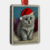Weihnachtskatze im Weihnachtsmannmütze Ornament Aus Metall (Rechts)