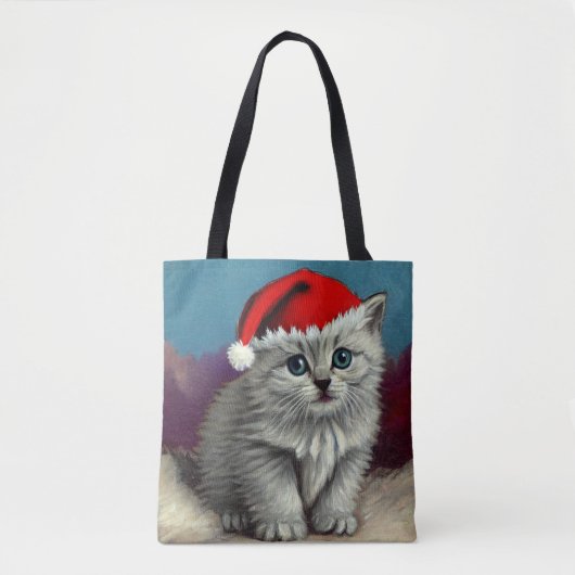 Weihnachtskatze im Weihnachtsmannmütze Tasche (Vorderseite)