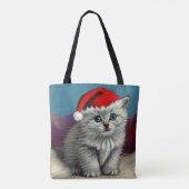 Weihnachtskatze im Weihnachtsmannmütze Tasche (Rückseite)