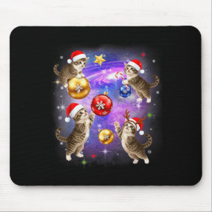 Weihnachtskatze im Weltraum Meowy Xmas Ornamente K Mousepad
