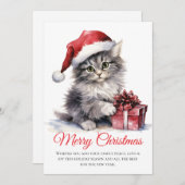 Weihnachtskatze in Aquarellfarben - Nicht Foto Wei Einladung (Vorne/Hinten)