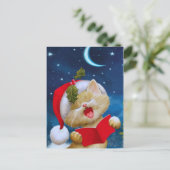 Weihnachtskatze in der Nacht Weihnachtskarte Postkarte (Stehend Vorderseite)