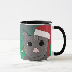 Weihnachtskatze in einem roten Weihnachtsmannhut Tasse